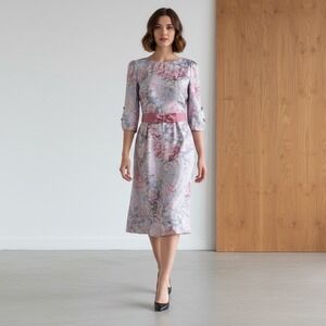 Cottagecore Vintage Tapestry 80s Lanz Floral Dress M Pink Puff Sleeve Garden